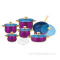 13pcs Cookware Set with Purple Painted Finish